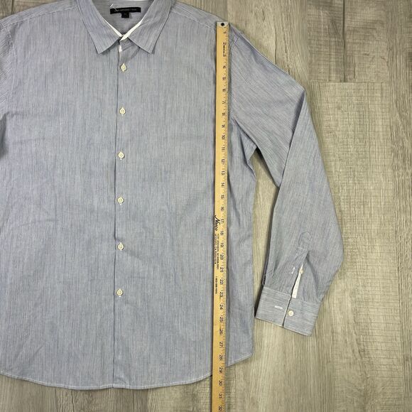 New John Varvatos Mens XL Light Blue Pin Stripes Seersucker Button Shirt O - Picture 6 of 9